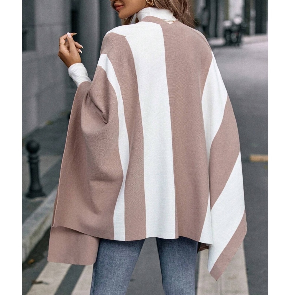 Luxe Color Block Loose Fit Shawl Wrap Cardigan - Picture 3 of 4